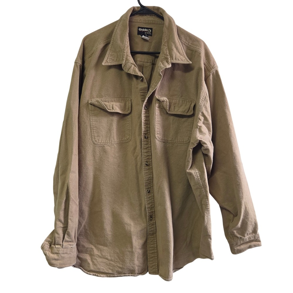 Guide Series Shirt Mens 3XLT Heavy Cotton Khaki Tan Outdoor Button‎ Down